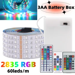 AAA Pil 5 V LED Şerit Işıklar Beyaz Sıcak RGB 2835 60 LEDs/M Esnek 50 CM 1 M 2 M 3 M 5 M TV Arka Işık Gece Bandı Diyot Şerit