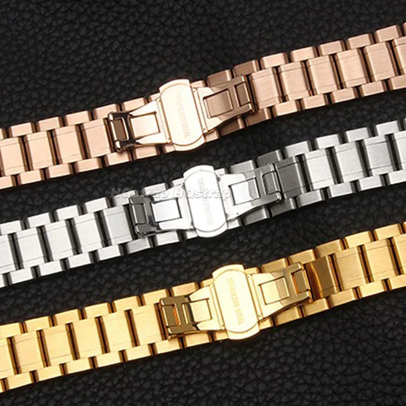 Solid Stainless Steel Strap 16mm 17mm 18mm 20mm 21mm 22mm 23mm 24mm Arc Flat End for LONGINES Band Butterfly Buckle Bracelet