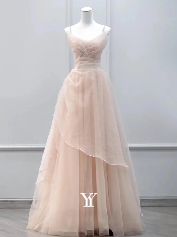 

Sexy Strapl Evening Gown Vocal Performance Pink Host Dr Ball Gown Sle Embroidered mid Waist Long Skirt Wedding Par