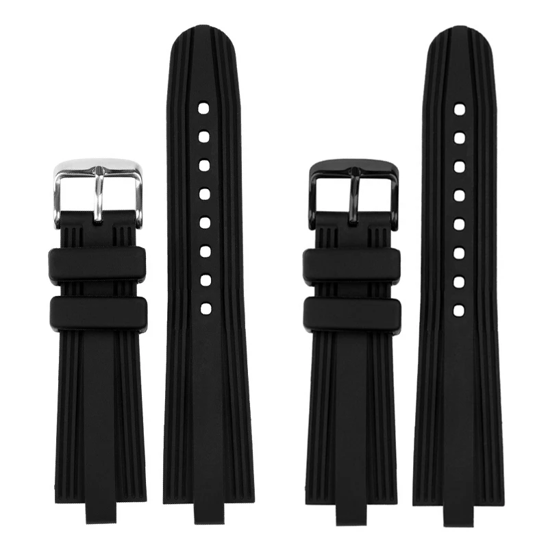 For Bvlgari DIAGONO Raised Mouth Waterproof And Sweat Proof Silicone Watch Band Men's 22 * 7mm Black Strap Accessories