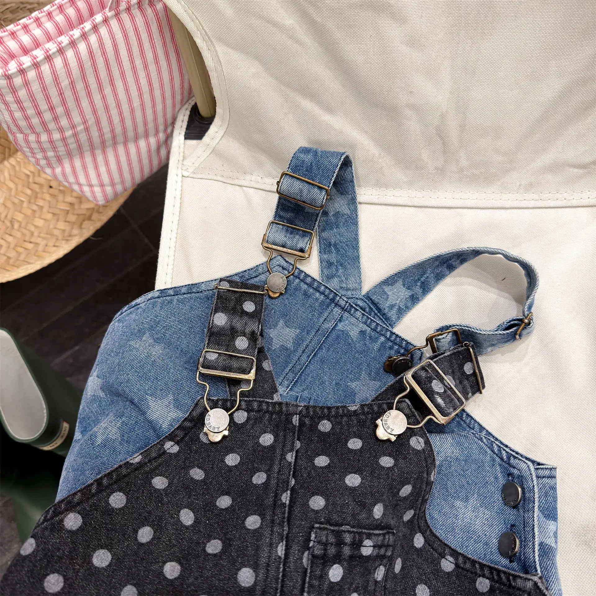 2026 New Summer Toddlers Kids Denim Jumpsuits Polka Dot Printed Children Shorts Baby Girls Suspenders Overalls  1-8Years view 3