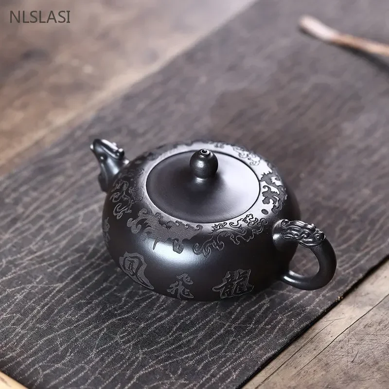 200ml Handmade Purple Clay Tea Pot Chinese Yixing Beauty Teapot Boutique Filter Tea Infuser Raw Ore Zisha Black Mud Teaware