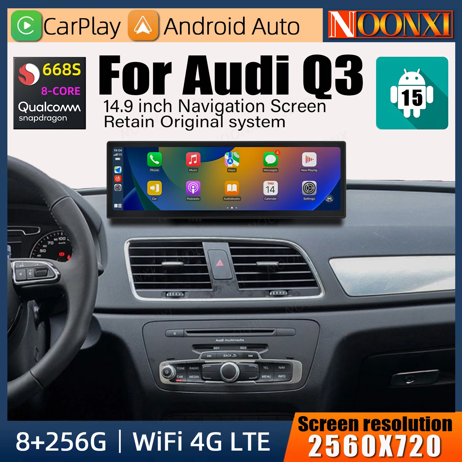 

Для Audi Q3 2013-2018 Android 15 автомобильный экран Carplay Bluetooth автомобильный радиоприемник стерео видео автомобильный мультимедийный плеер Android Auto