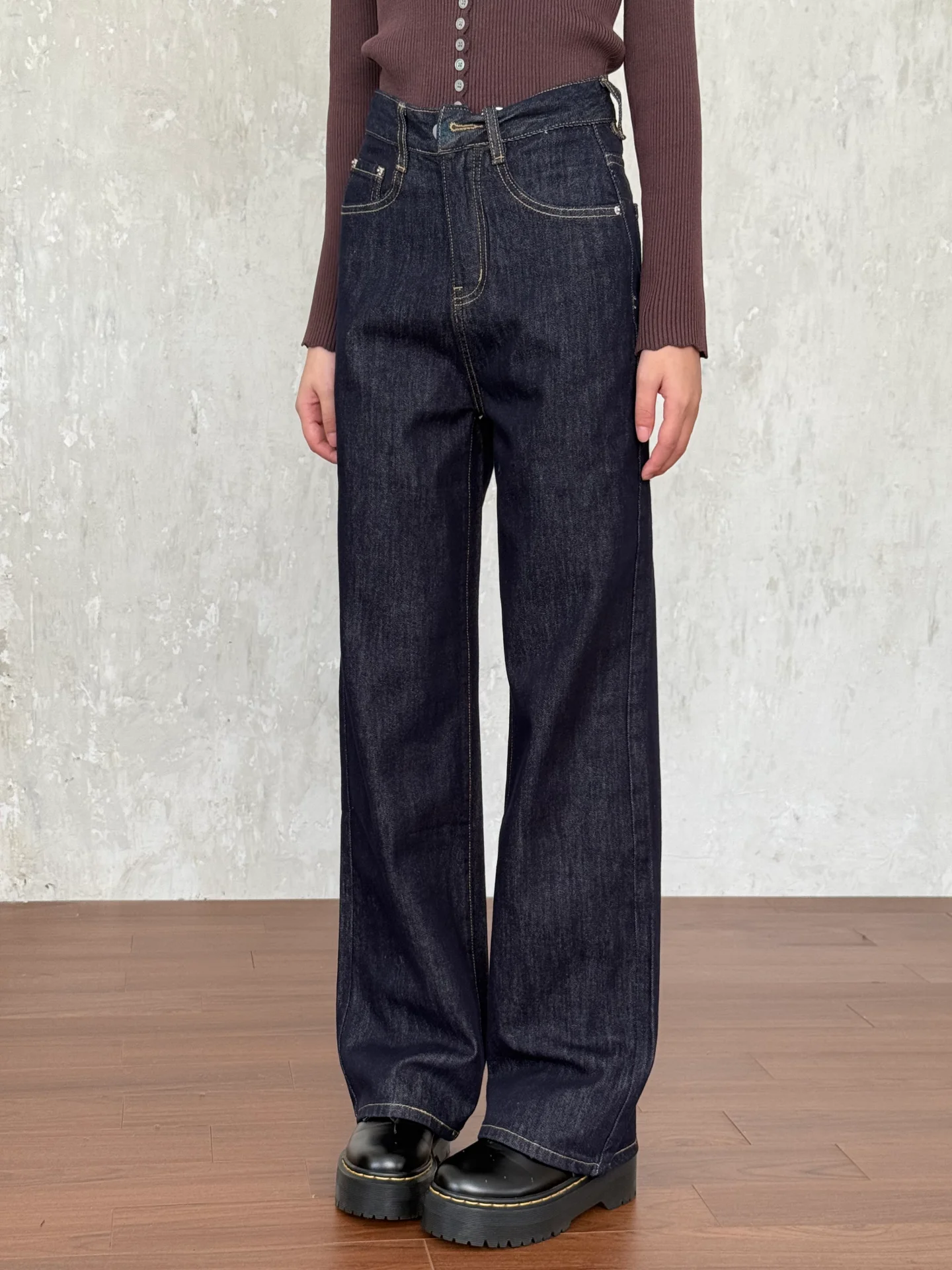 

Американские джинсы с высокой талией, повседневные, свободного прямого кроя, в пол, женские, винтажные, из хлопка, в стиле Танг