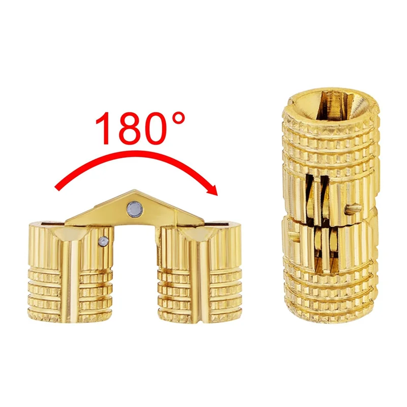 

8Pcs 10 Mm Brass Barrel Hinges,180 Degree Opening Angle Concealed Furniture Hinges For DIY Jewelry Box Hand Craft-A27R