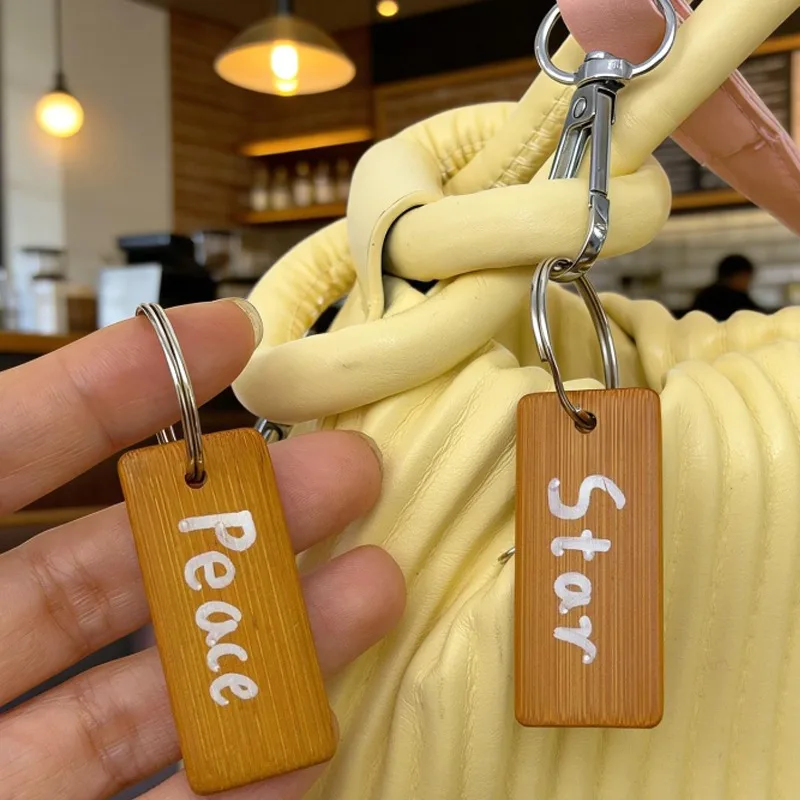5/50pcs Blank Bamboo Keychains DIY Multifunctional Wooded Key Rings Dustproof for Engraving Writing Pendants Keyrings Adults