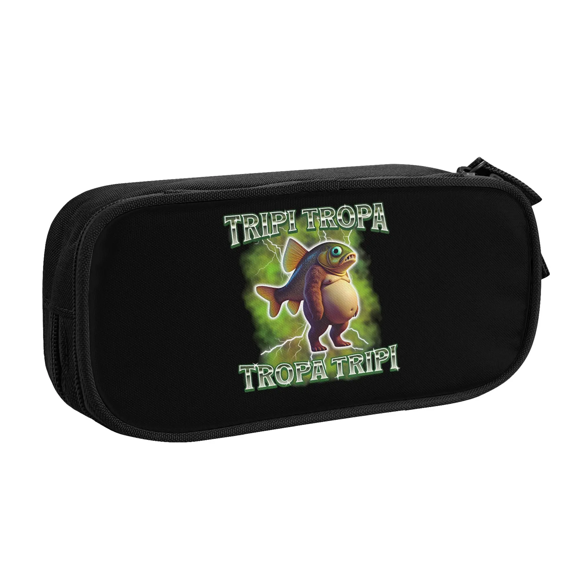 Estojo de Lápis Kawaii Italian Brainrot Tripi Tropa Tropa Tripi para Meninas e Meninos, Grande Capacidade, Bolsa de Lápis Engraçada com Meme, Material Escolar