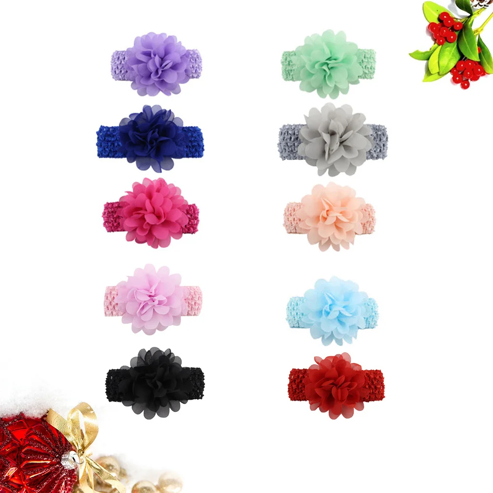 

10pcs Chiffon Headbands For Flower Headwrap Adjustable Stretch Hair Bands Comfortable Headband Photography Props