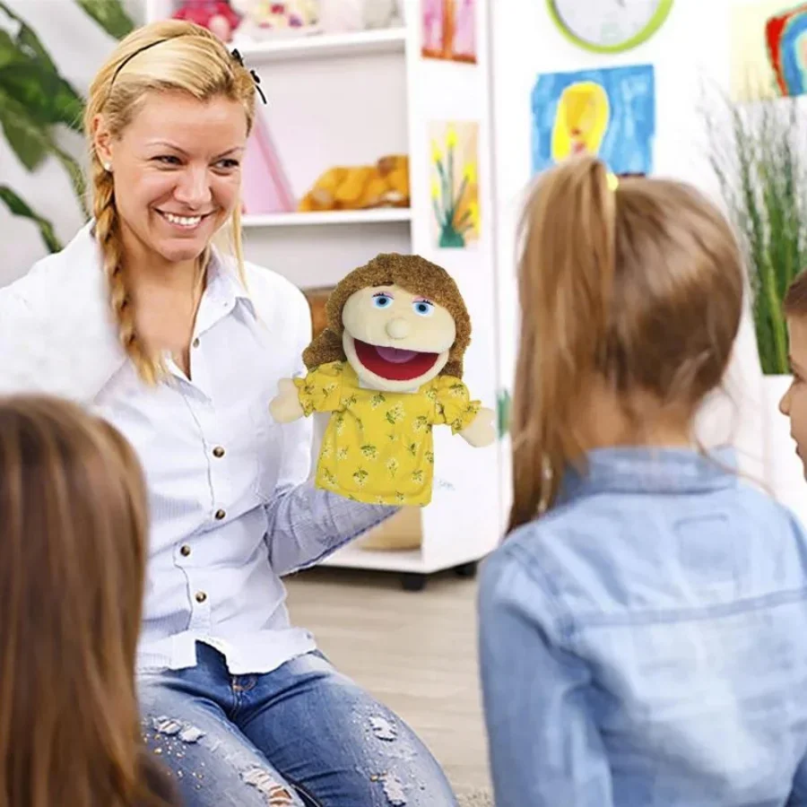 فتح الفم مسرح دمية دمية يد الاطفال دمية يد اللعب أفراد الأسرة لعب الأدوار لعبة اللعب دمية يد هدايا عيد ميلاد الأطفال