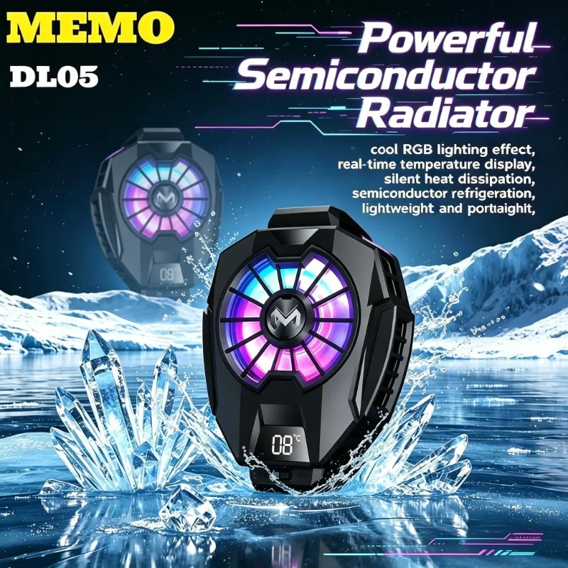 MEMO DL05 Phone Radiator Temp Display Semiconductor Heatsink Mobile Cooler for PUGB Gaming/ Live Streaming Universal Cooling Pad