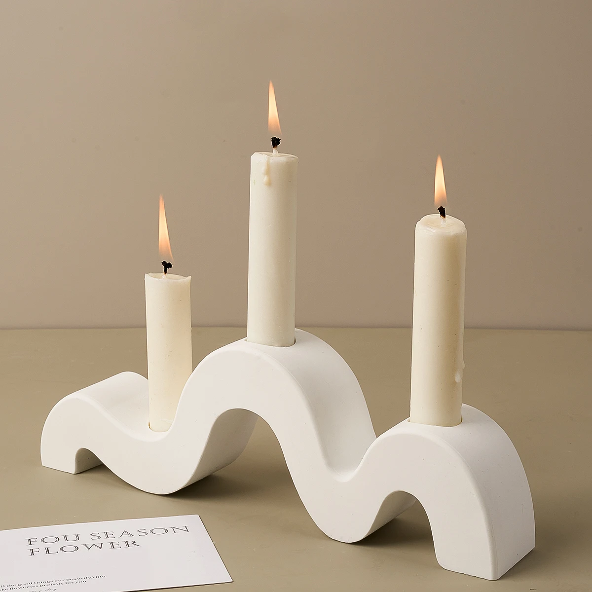 Distort Lines Candle Holder Silicone Mold DIY Handmade Irregular M-Shaped 3 Holes Candlestick Bracket Gypsum Resin Mold Home Dec