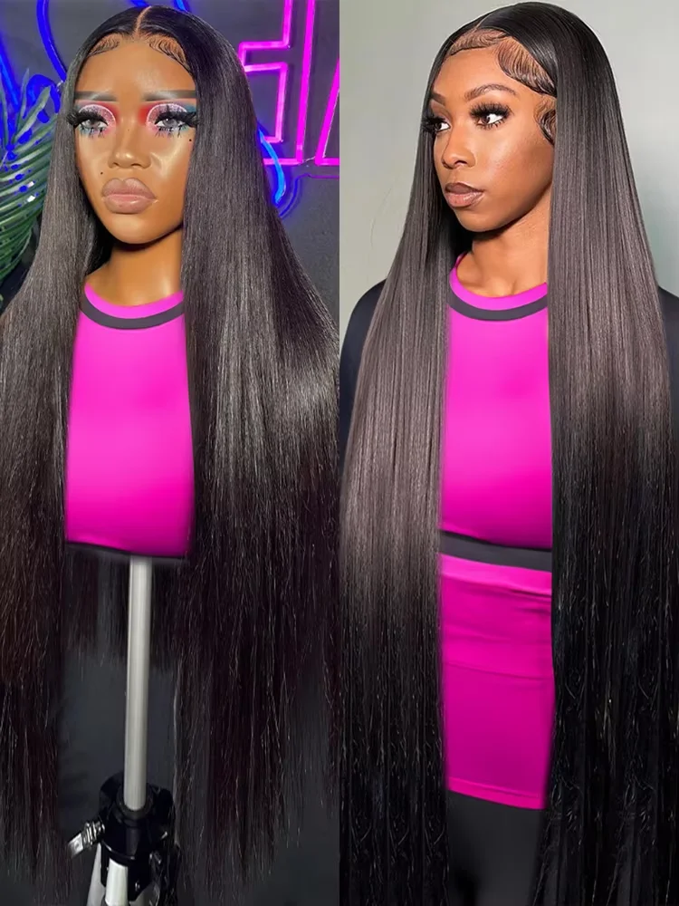 44 Inch 13x4 13x6 HD Transparent Bone Straight Lace Front Wigs 200 Density 360 Full Lace Brazilian Human Hair Wigs For Women