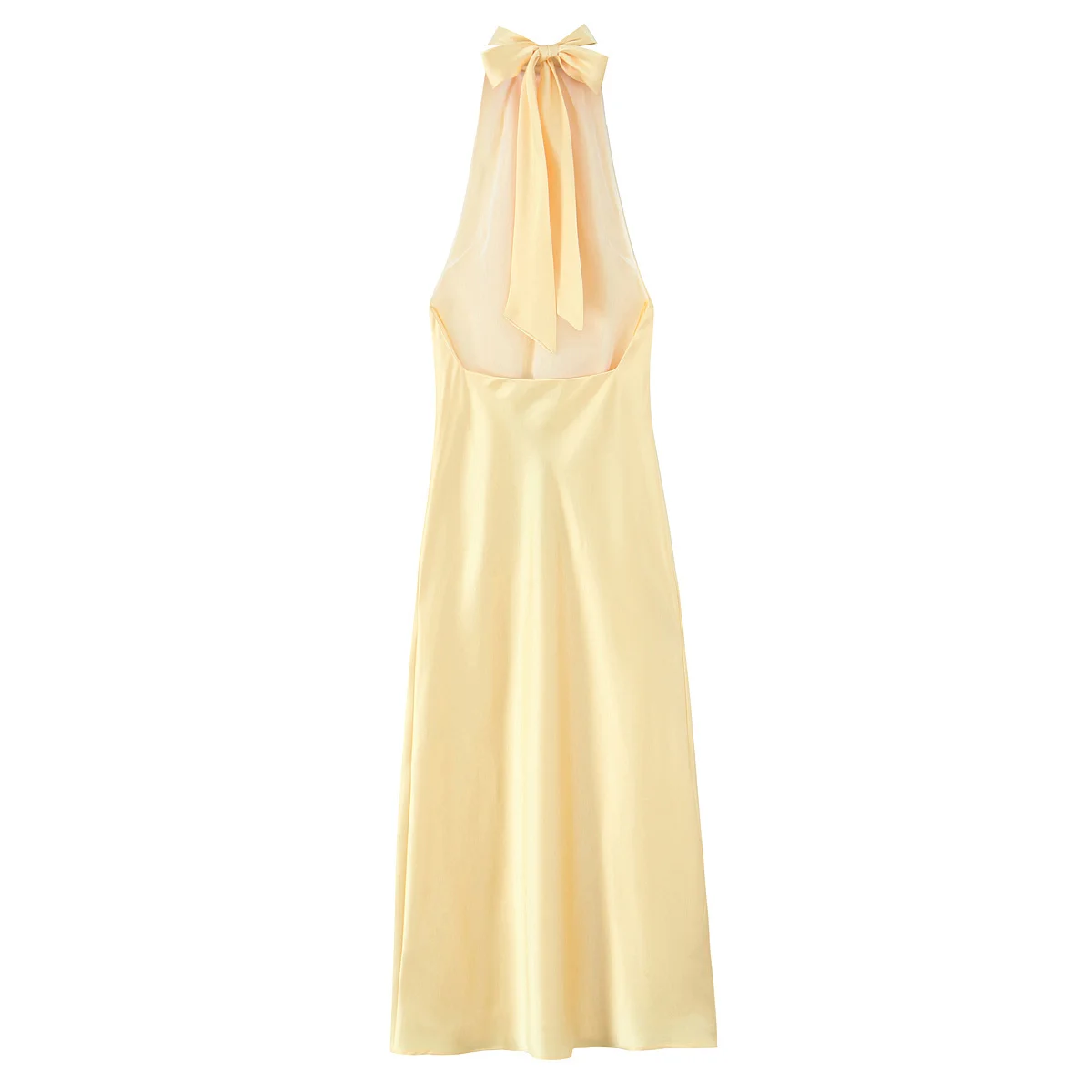 여성용 드레스 백리스 매듭 텍스처 홀터넥 솔리드 컬러 기품 여름 신상 드레스