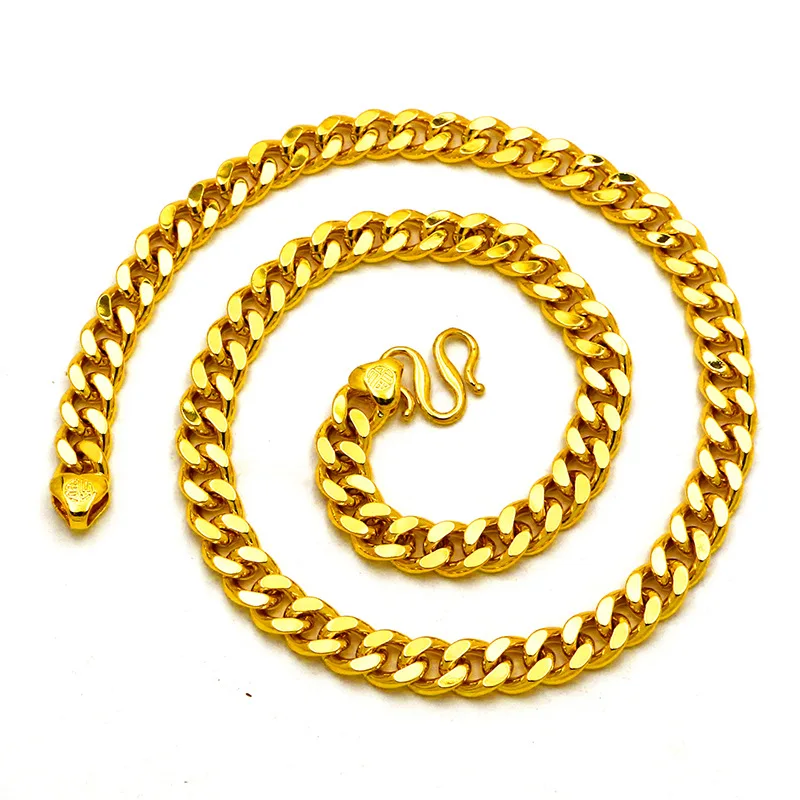 9999 Gold Hip-Hop Boss Necklace - Rugged 12mm Single Clasp Chain for Men - Thick Style Chain