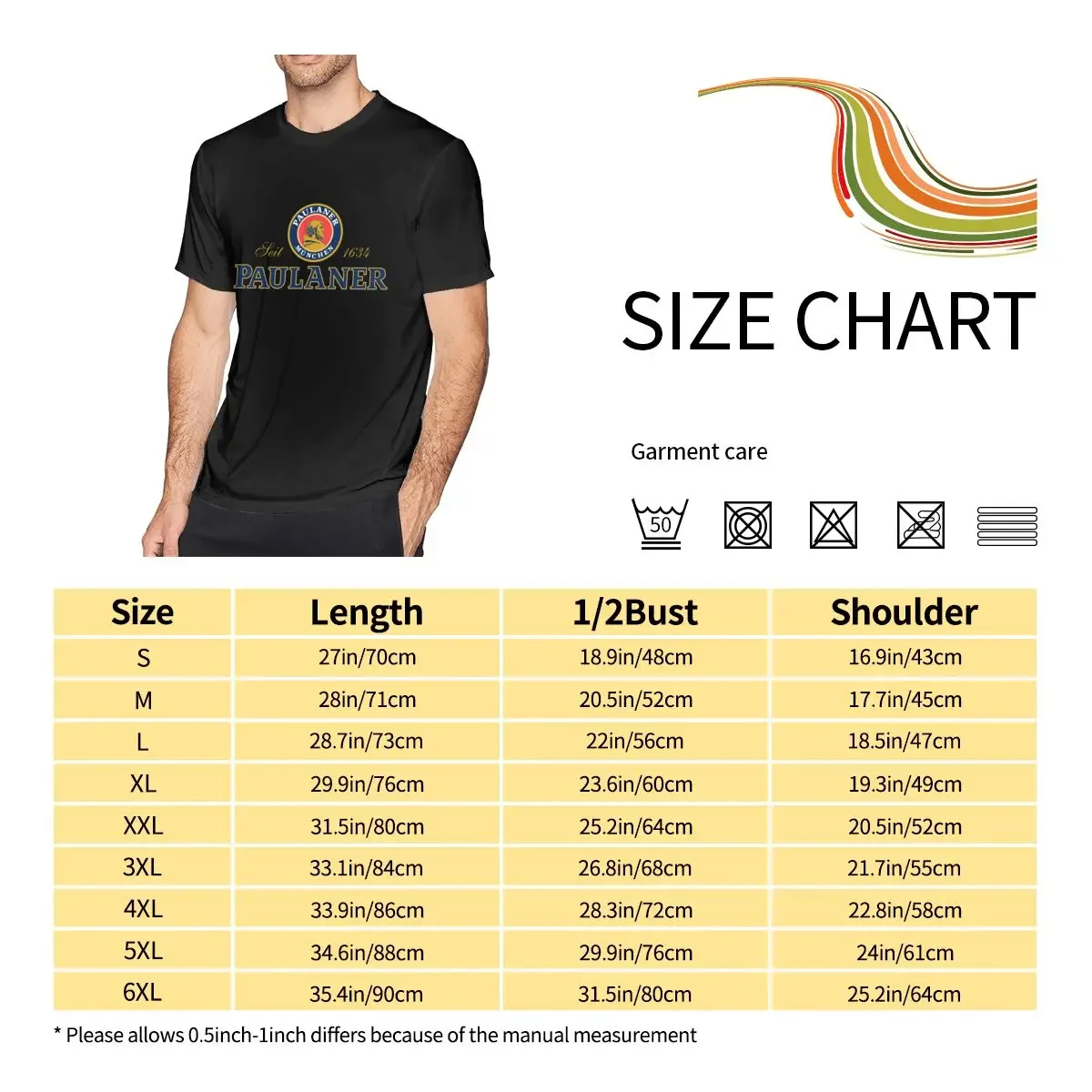 Paulaner T-shirt Men Print Round Neck T-shirt Summer Fashion Short Sleeve Cotton T Shirt