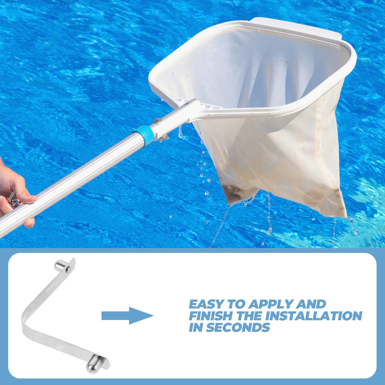 6Pcs Pool Skimmer Clips Stainless Steel V Type Locking Clip Replacement Swimming Pool Brush Leaf Rake Attachment