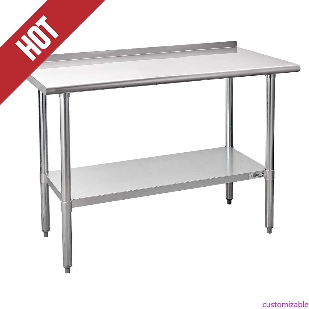 

Настраиваемый стол для приготовления из нержавеющей стали NSF, коммерческий рабочий стол с фартуком и подшкой для кухни, ресторана 48x24 дюйма