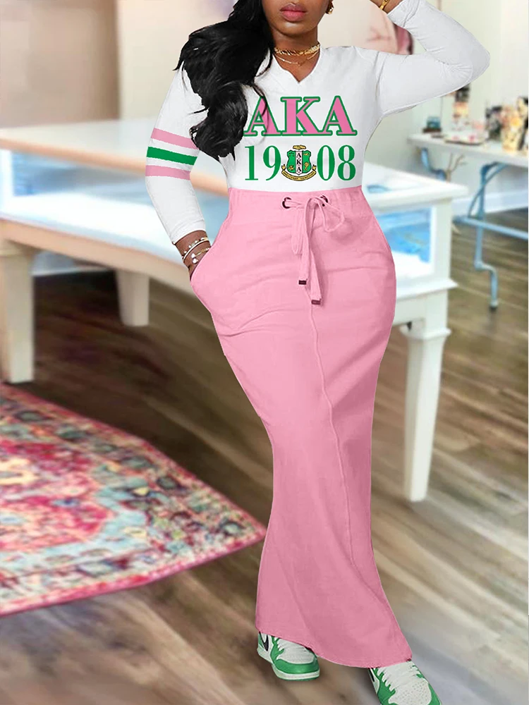

Alpha Kappa Alpha Sorority Top and Skirt Two-Piece Set