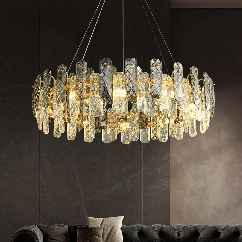 

Light Luxury Crystal Chandelier Luxurious Grand Living Room All-copper Post-modern Villa Bedroom Pendant Lamp Indoor Home Decor