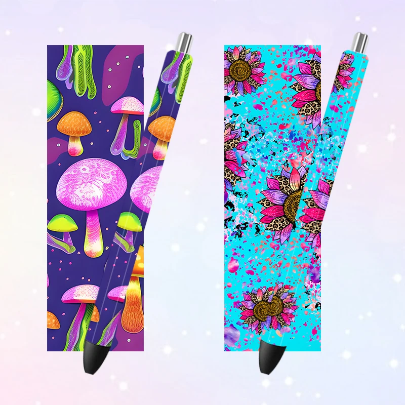 5PCS 4.75x1.5 Inch 3D UV DTF Flower Printed Transfers Stickers  For Pen Wraps DIY Glass Ceramic Metal Leather Etc. P3