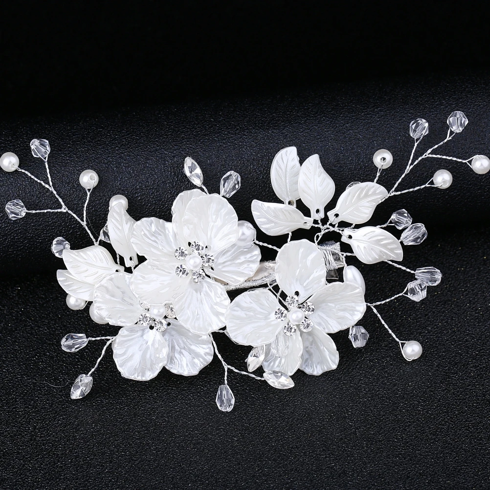 

Durable Alloy Pearl Crystal Bridal Hair Clip Hairpin Wedding Hair Accessories for Women Flower Hairpin