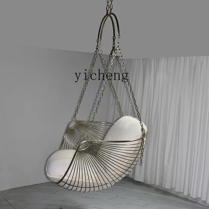 H19-Outdoor Garden Swing Hanging Chair Outdoor Balcony Household Stainless Steel Premium Sense Sofa Chair Hanging Basket Cradle
