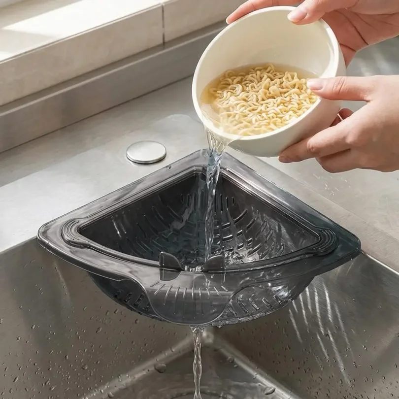 Magnetic Triangular Food Scrap Collector Kitchen Corner Food Waste Filter Strainer Multi‑Purpos Food Fruits Catcher Basket
