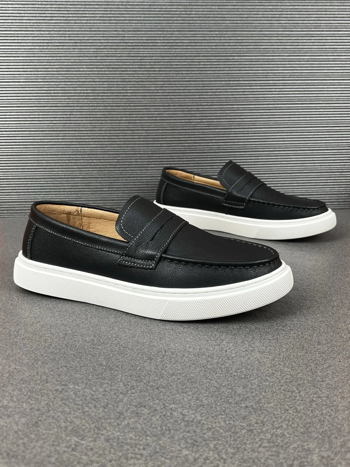 

Мужские слипоны EC, повседневная обувь для вождения, дышащие удобные кроссовки из натуральной кожи