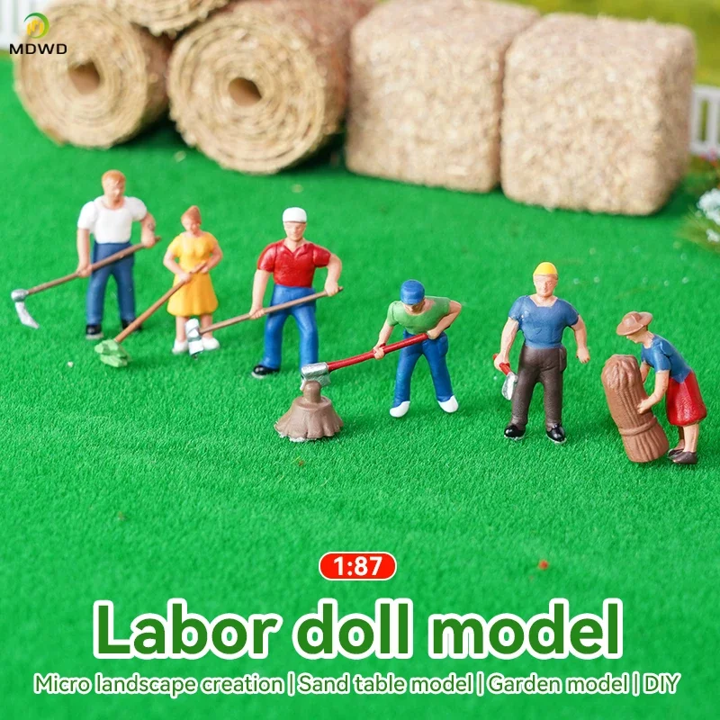 

1:87 HO Scale Simulation Model Figures Farmer Sand Table Miniature Scene Farm Character Photography