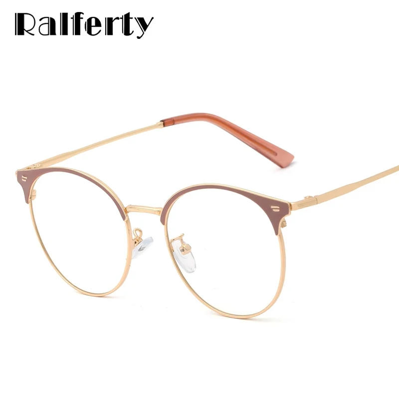 

Ralferty Women's Glasses Round Metallic Eyeglass Frame Female Optic Prescription Glasses Frames 0 Diopter Spectacle Frames Oculo