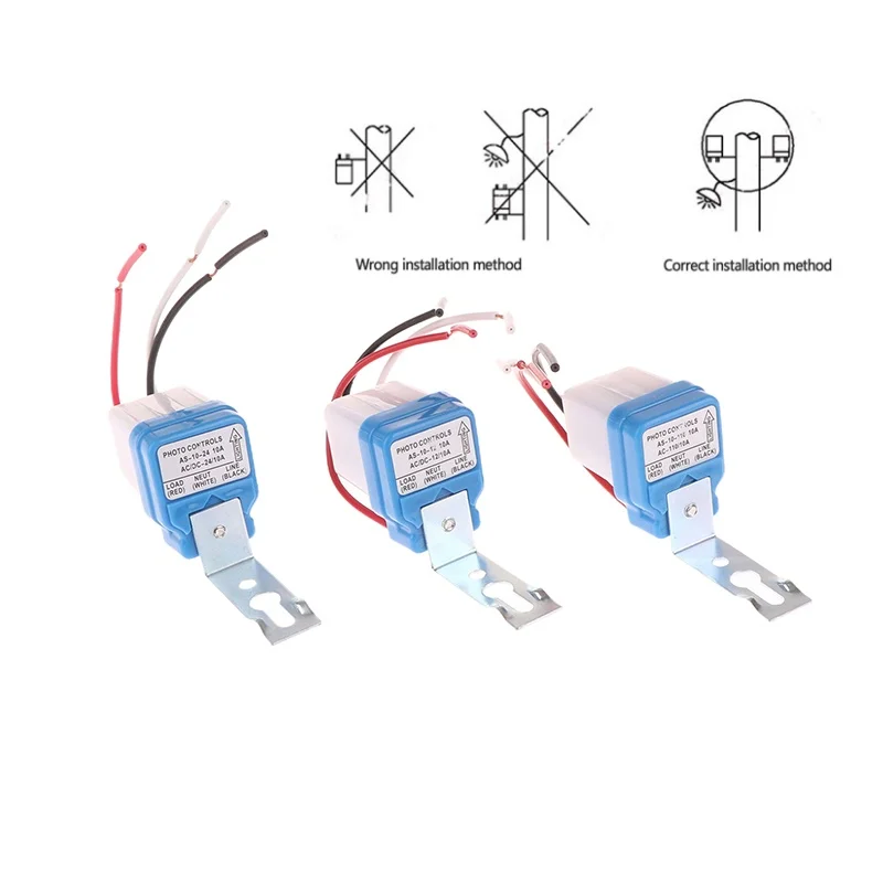 Automatic On Off Photocell Street Lamp Light Switch Controller DC AC 12/24/110/220V 50-60Hz 10A Photo Control