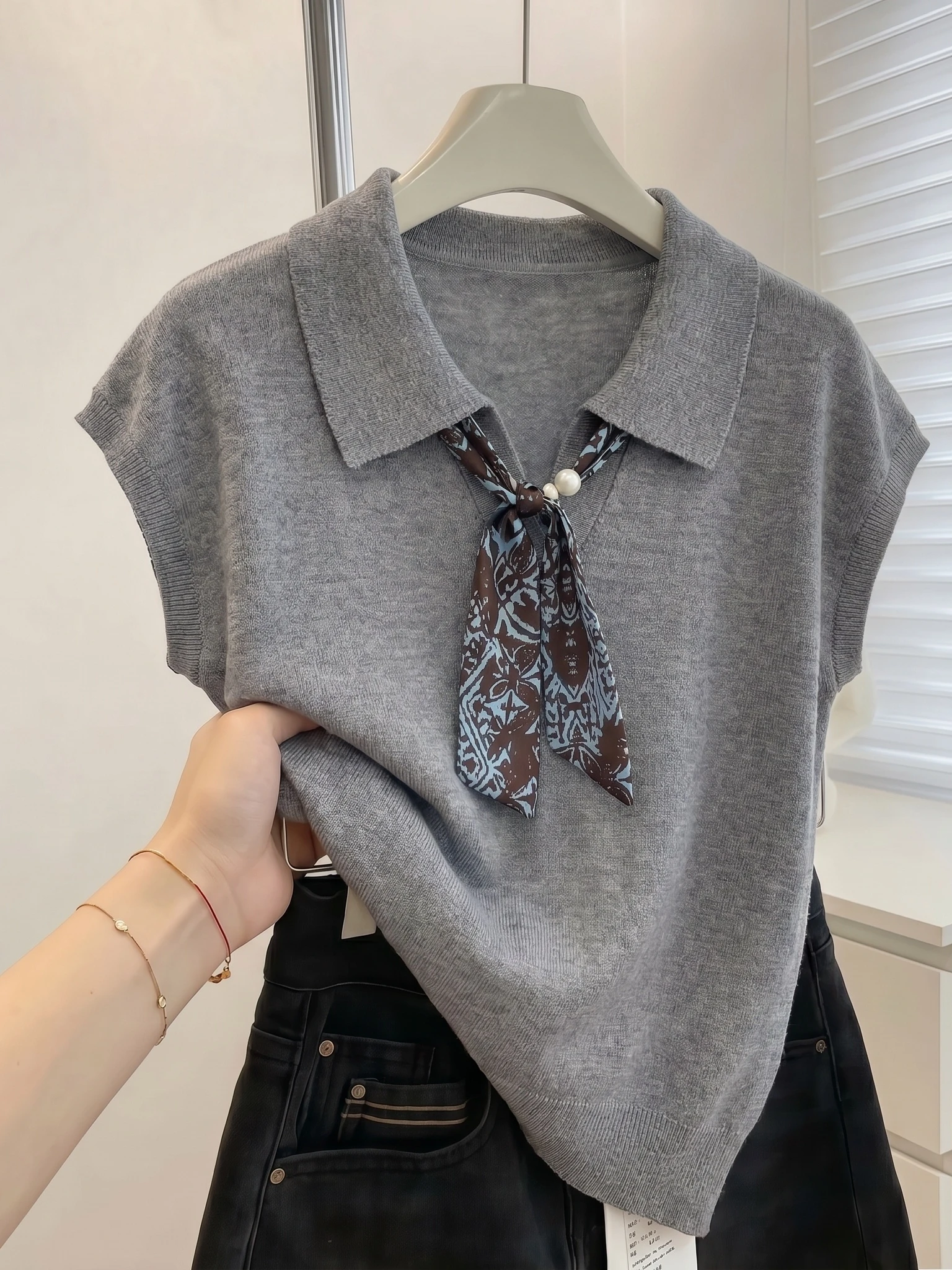 Camiseta de manga corta para m - Silk Neck Scarf reseña y precio