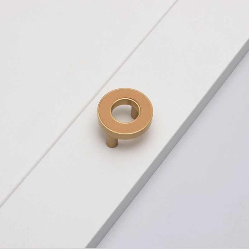 

Brass copper round double hole small handle Nordic light luxury simple cabinet furniture wardrobe door drawer cabinet