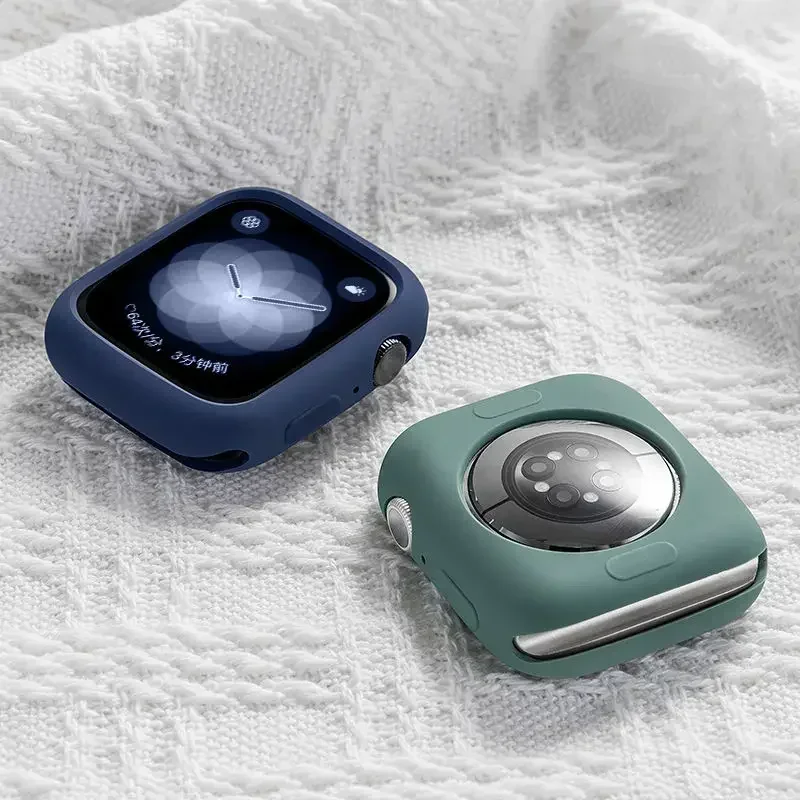 غطاء لساعة أبل 44 مللي متر 40 مللي متر 45 مللي متر 41 مللي متر 38 مللي متر اكسسوارات سيليكون الوفير شل حامي iWatch سلسلة SE 3 4 5 6 7 8 9 #4