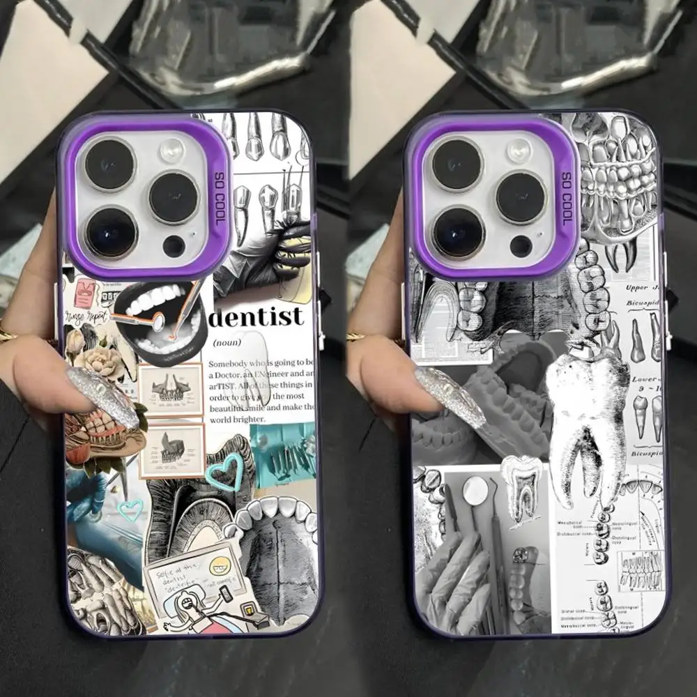 

Dentist Dental Tooth Art Phone Case For iPhone 16,15,14,17,13,12,11,XS,Mini,Pro,SE,MAX Purple Matte Silicone Cover