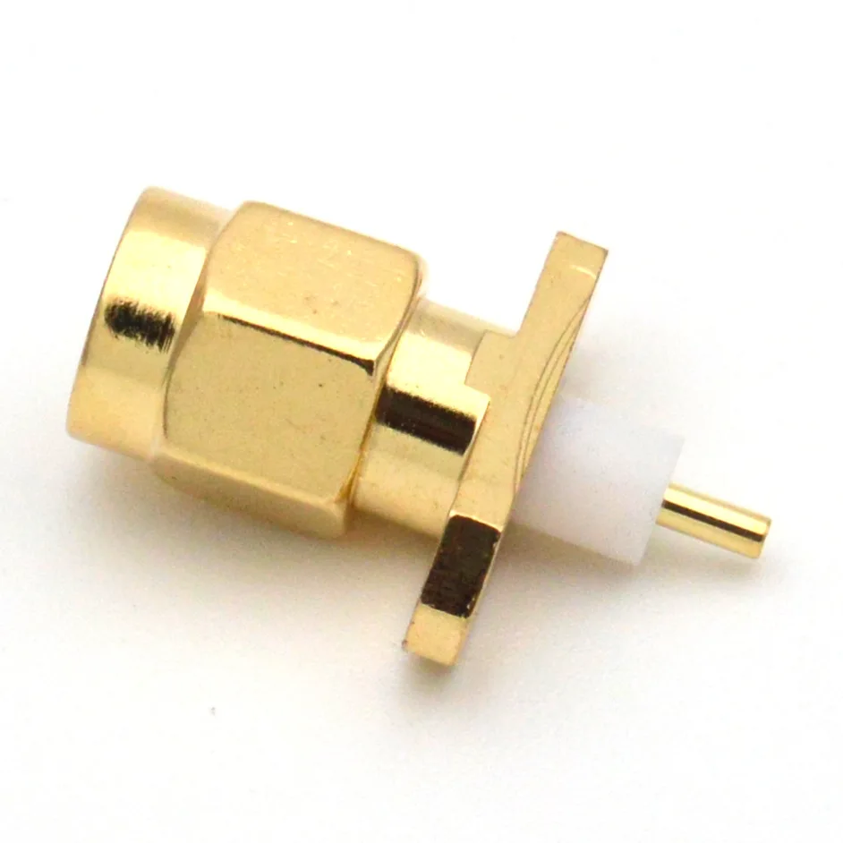 1 Stück SMA-Stecker 2-Loch 16mm Flansch Lötanschluss RF-Stecker SMA-JF Vergoldet – Detail 4