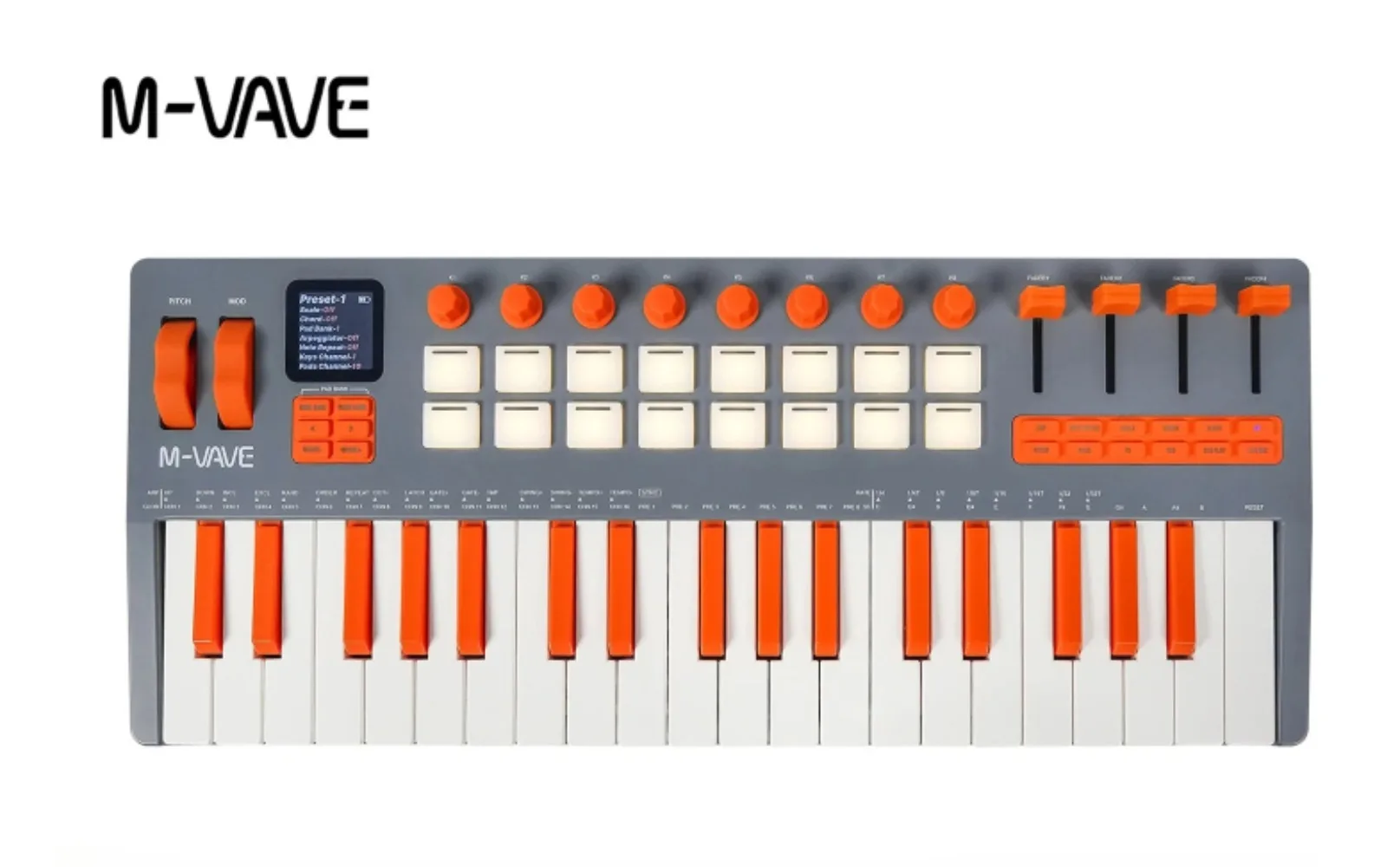 M-VAVE SMK-37 Elite MIDI Keyboard with Weighted Keys 16 Pad, 8 Encoders, Battery Powered, DAW & IOS Compatible