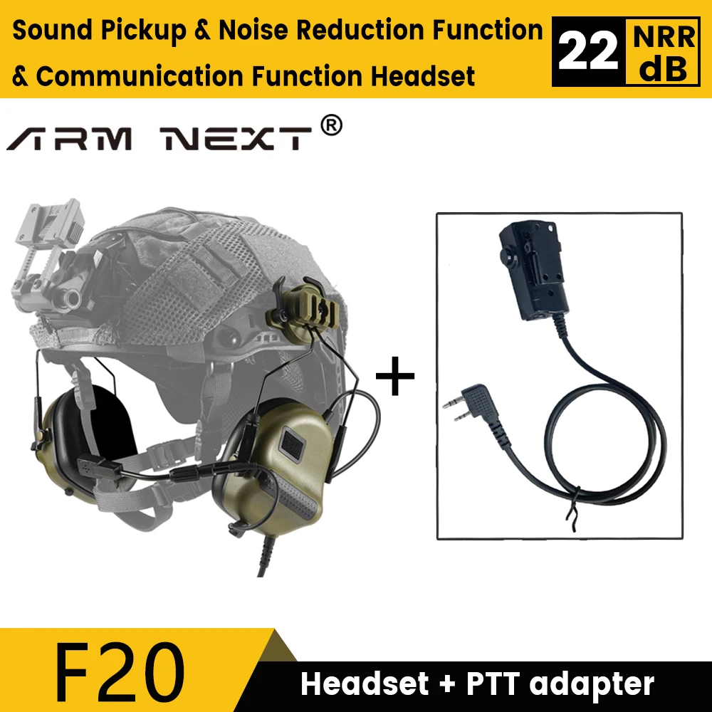 

Military Tactical Earmuffs Electronic Hunting Hearing Protection Shooting Earmuffs Air Gun Anti-noise Headset with PTT Adapter