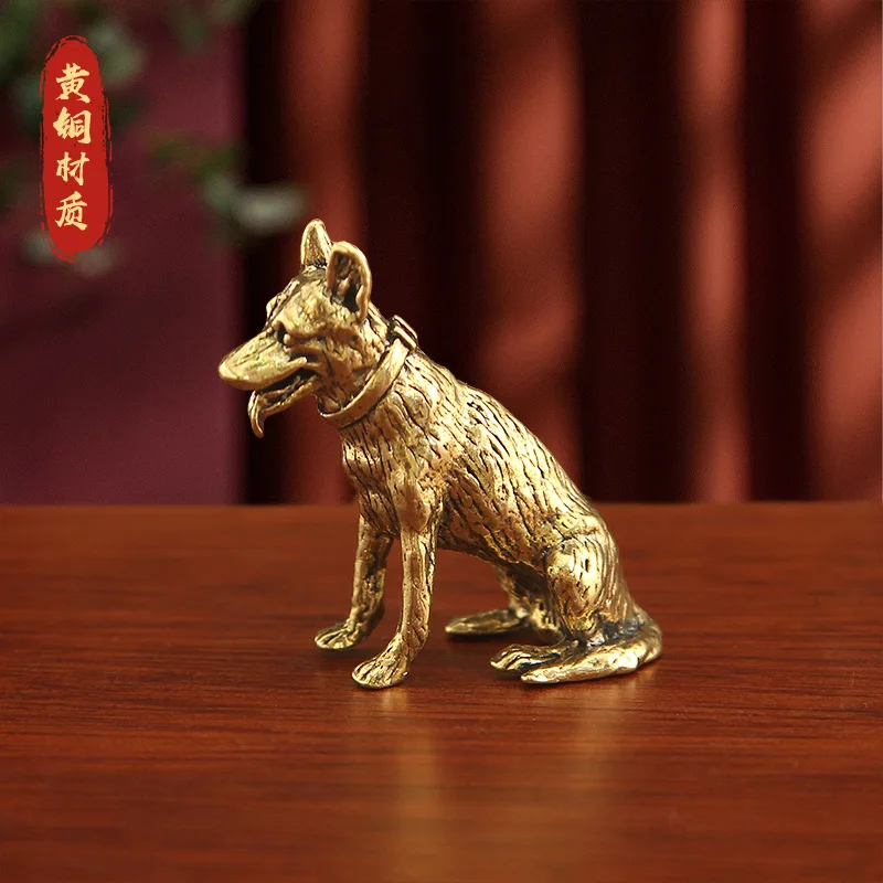 

Solid Figurine Zodiac Creative Office Desk Decoration Brass Dog Tea Pet Craft Gift