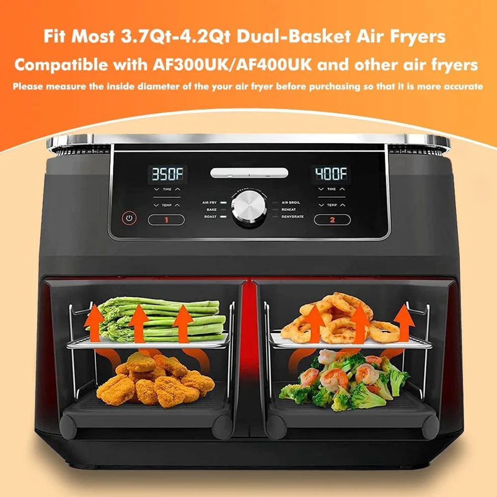 Air Fryer Accessories, for Ninja Dual Air Fryer AF300UK, AF400UK & Most 3.7Qt - 4.2Qt and Larger Dual Zone Air Fryers