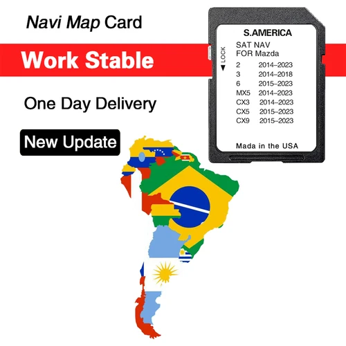 Imagen 1 del producto Mapa de América del Sur Sat Nav Naving GPS Connect1 versión de Software de actualización tarjeta SD de navegación para vehículo Mazda 2/3/6/MX5/CX5/CX9 8GB