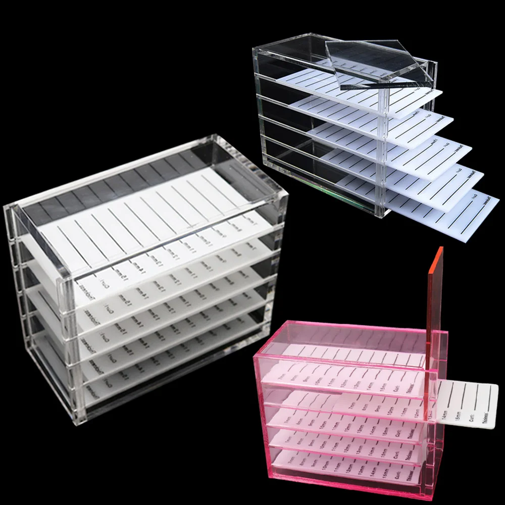 

Eyelash Storage Box Transparent 5 Layers Acrylic Pallets Holders Lash Organizer Eyelashes Extensions Makeup Tools Supplies