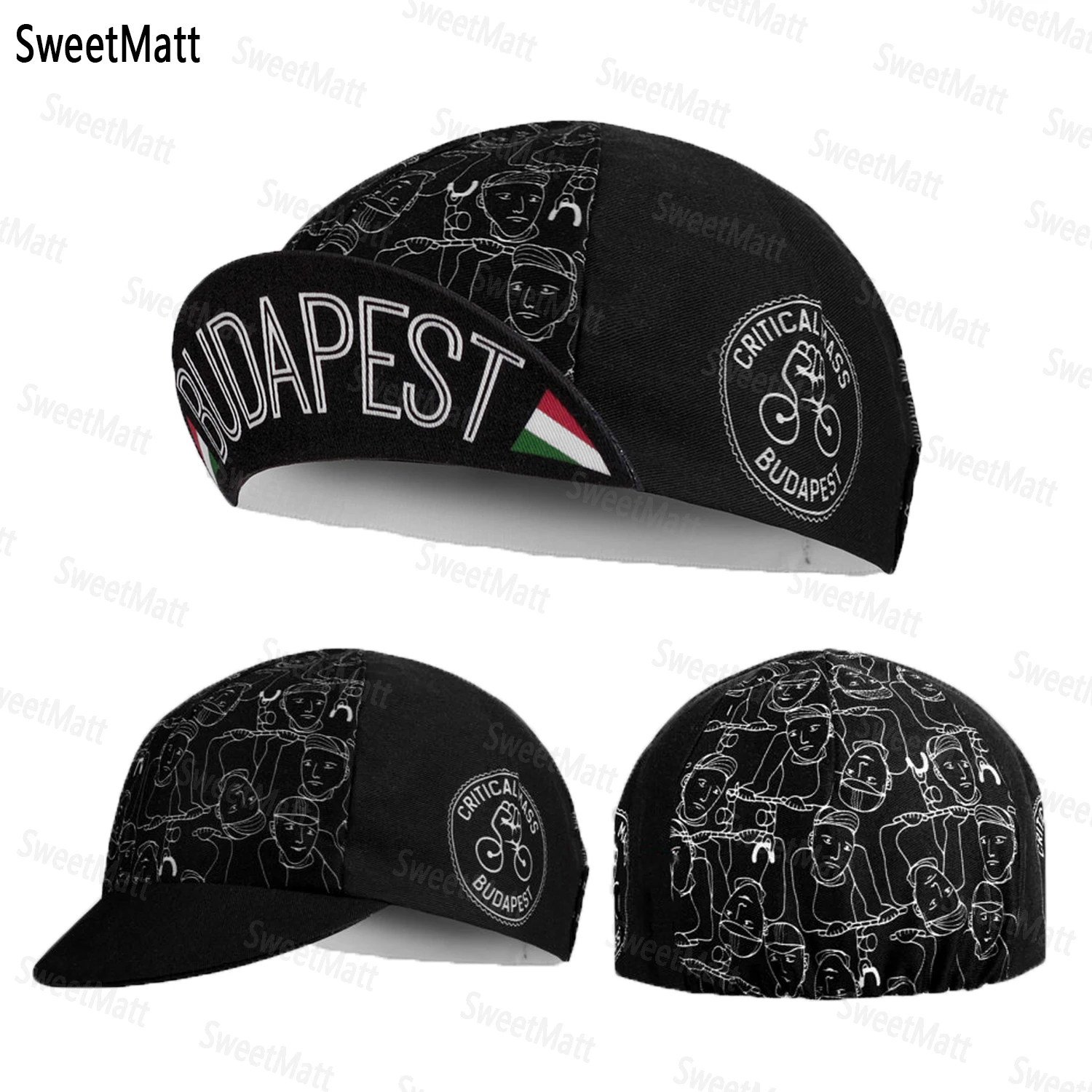 SweetMatt Classic Retro Black Series Polyester Fahrrad-Herrenkappen, Sommer, atmungsaktiv, schnell trocknend, Fahrradhut, Radfahren, Sport, Sturmhaube – Detail 20
