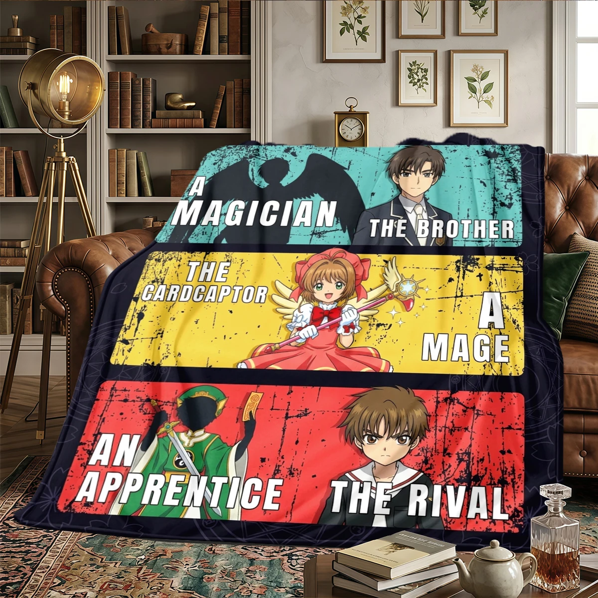 Cardcaptor Sakura Print Flannel Blanket Warm Comfortable, For Bedrooms, Sofas, Travel -HE4