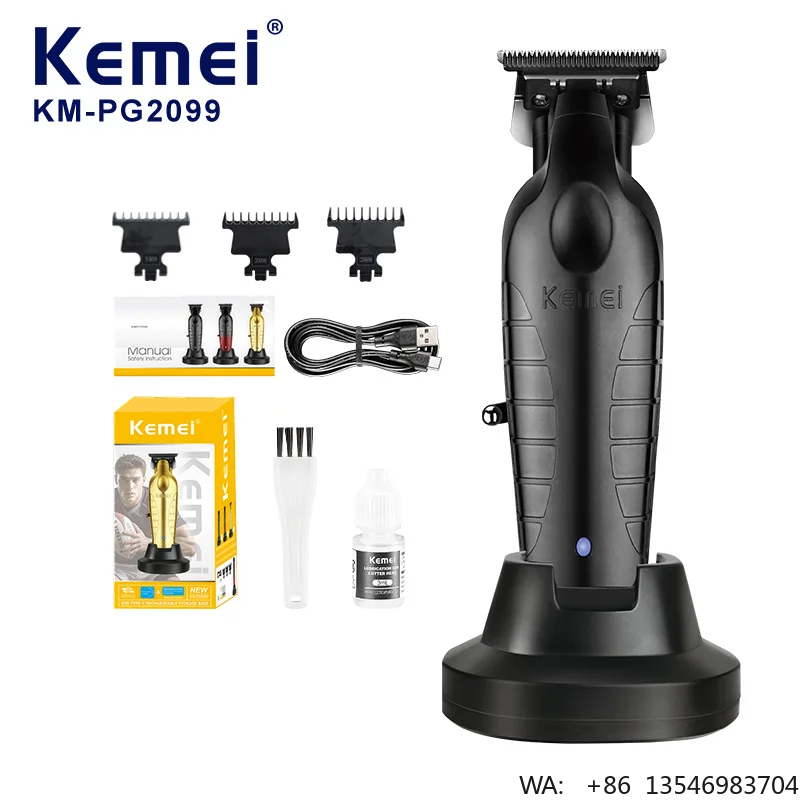 Kemei Km-PG2099 New Vision with Charging Dock Quality Upgraded Model with USB Charger Base 1200mAh 7000RPM Zero Gap Hair Trimmer