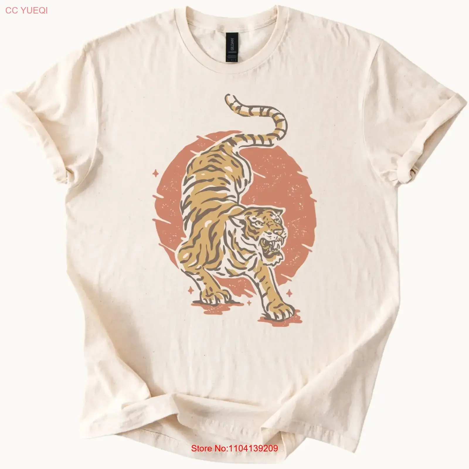 Roaring Tiger T Shirt Wild Cat Animal Art Jungle Striped vintage Washed Casual fashion Top For Everyday Wear graphic
