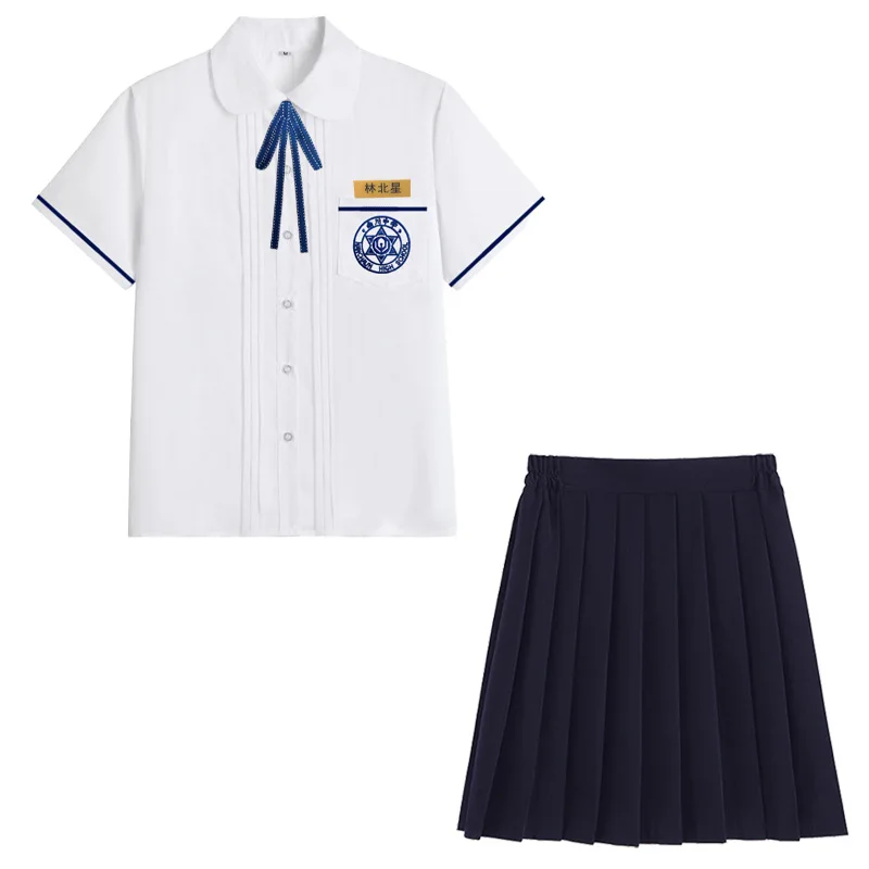 Asian Jk Uniform 5 Piece Set High School Student Chinese Taiwan School White Sailor Seifuku Woman Girl Navy Pleated Skirts Japan