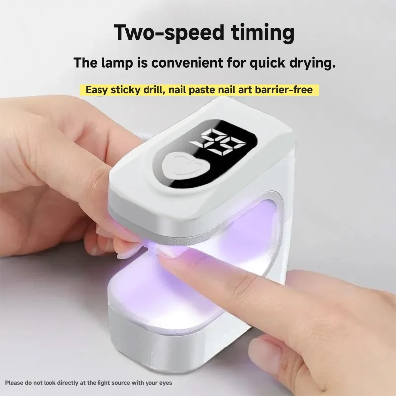 Portable mini ultraviolet gel nail lamp, USB charging nail curing lamp, with 2 timed modes, suitable for home and nail studio
