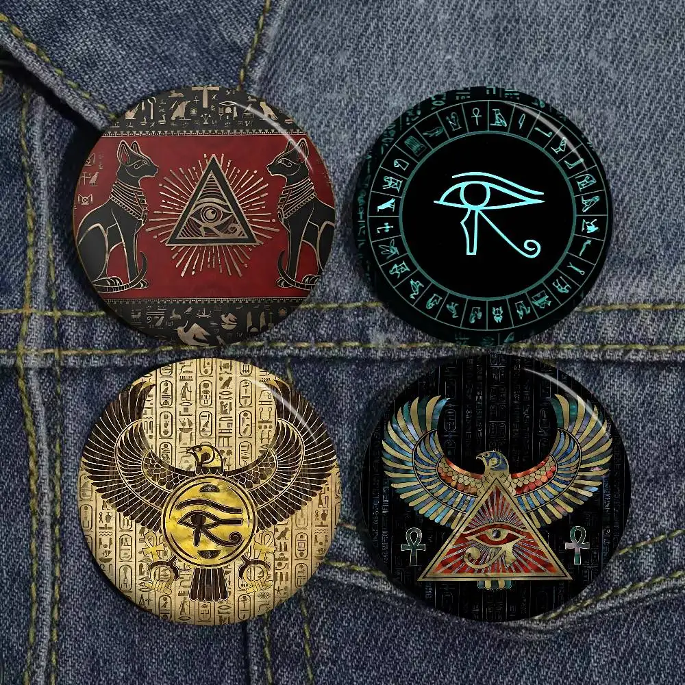Egyptian Ideographic Eye of Horus Symbols New  Brooches Soft Button Gnarpy on A Skateboard Meme Badge Gamer Collection Gifts