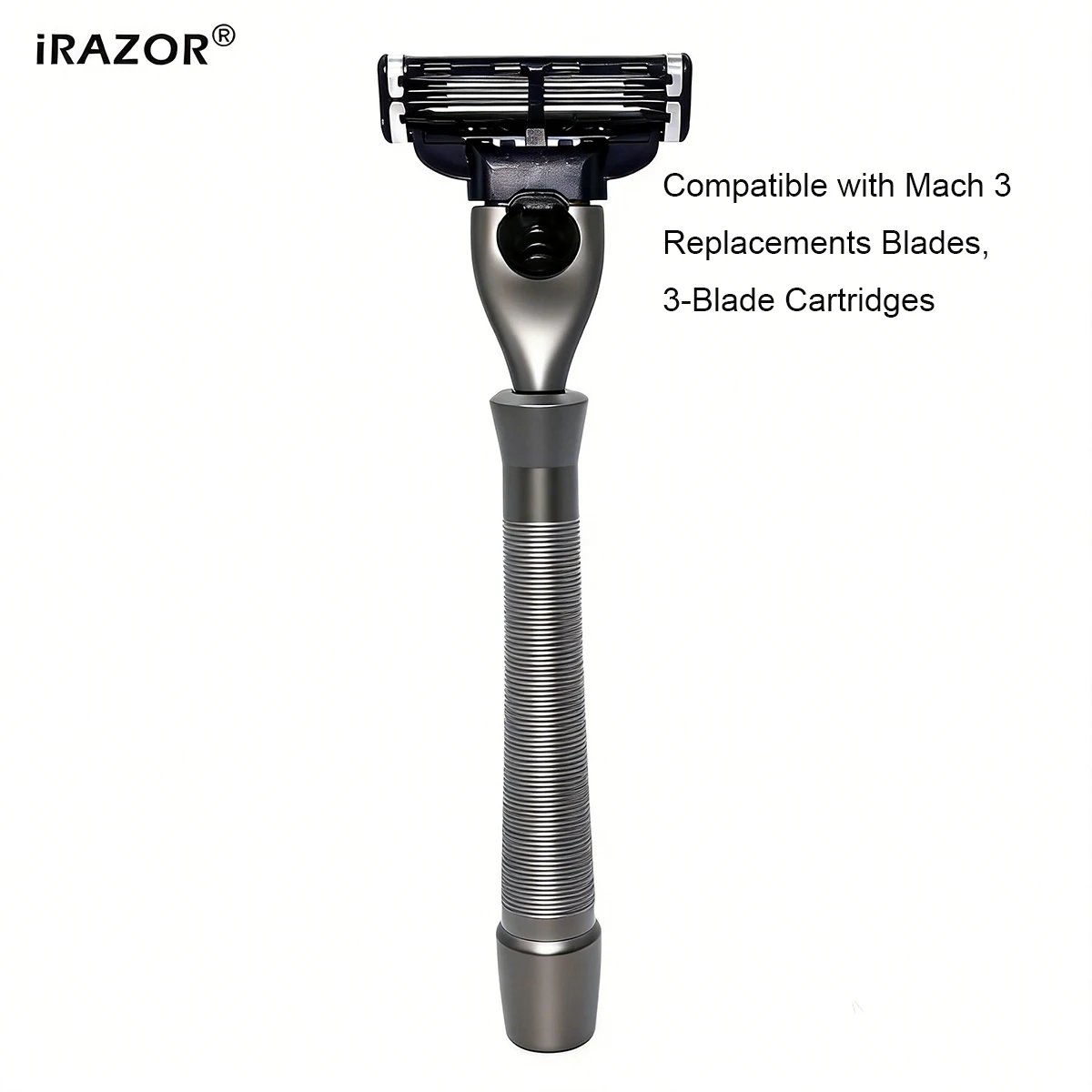 iRAZOR Premium 3-Blade Men's Cartridge Shaving Razor Gunmetal Grey Manual Wet Shaver Original Design Grooming Tool for Gentlemen